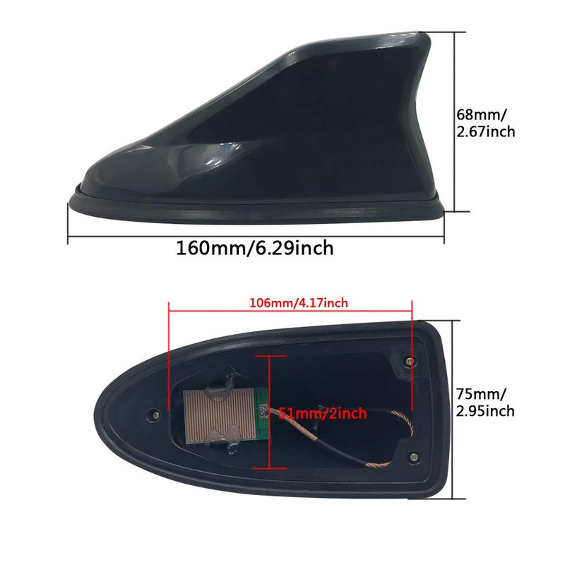 idain Universal Car Roof Mounted Functional Antenna Aerial Shark Fin Signal Antenna Base,Black - Image 2